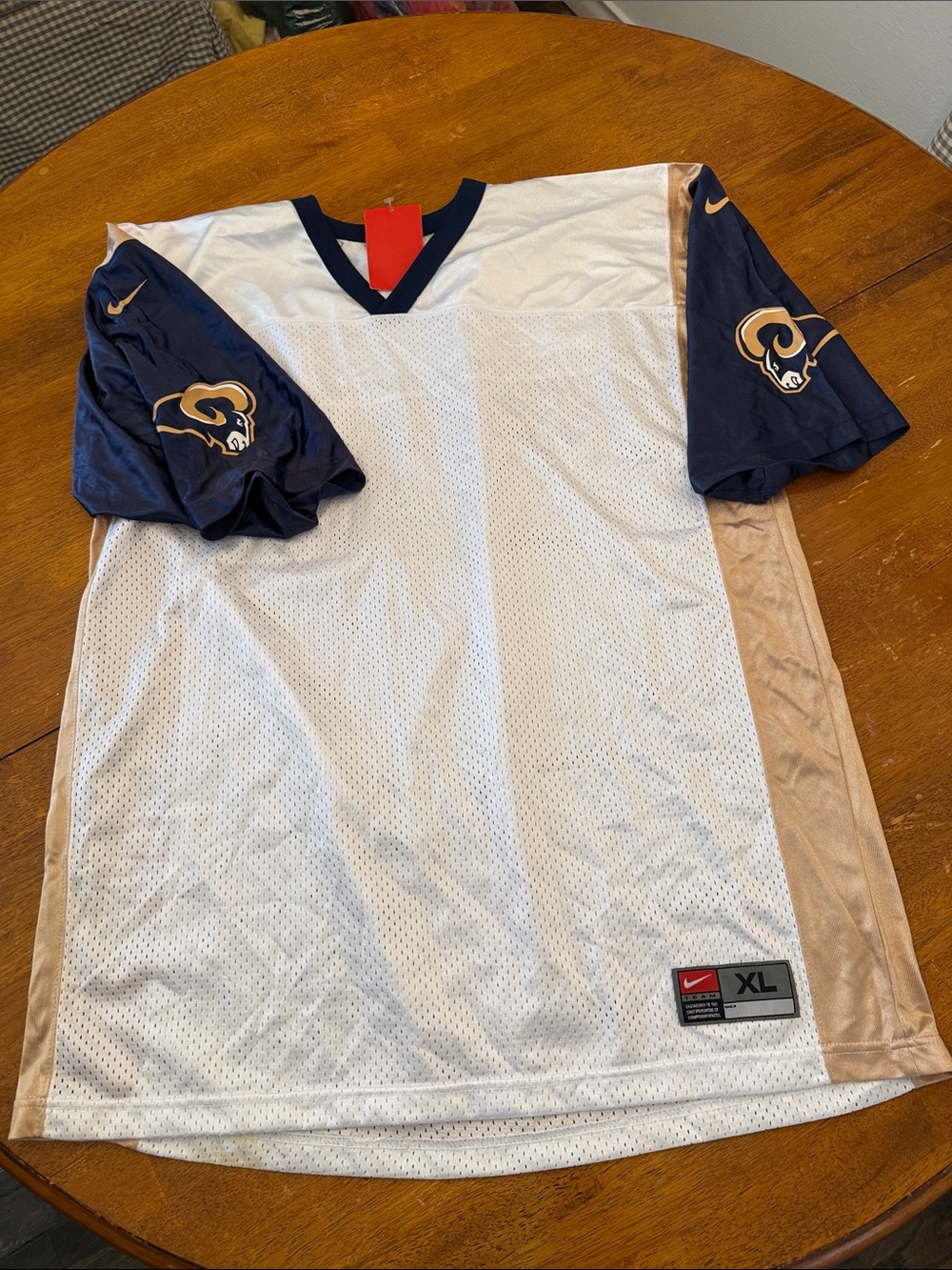 Nike White Navy Gold Los Angeles Rams Football Jerseysmall brown spot xl